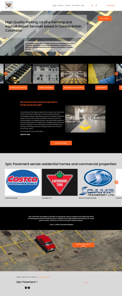Before, March 2026: the old Epic Pavement website